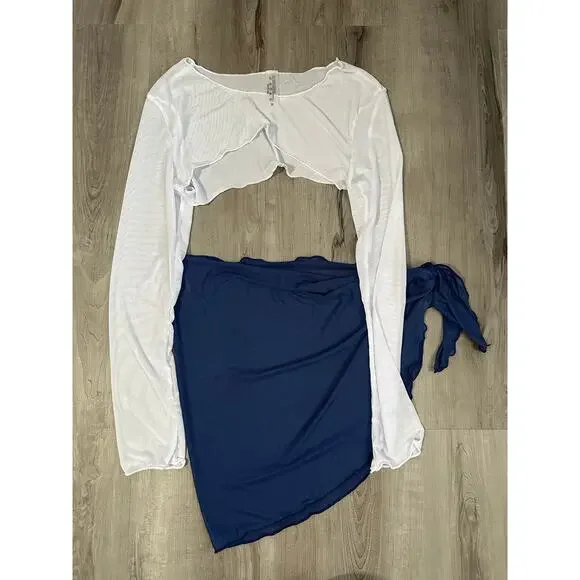 SHEIN Women's Bathing Suit‎ Lot All Size Medium + Wrap Skirt + Long Sleeve Top - Picture 6 of 6